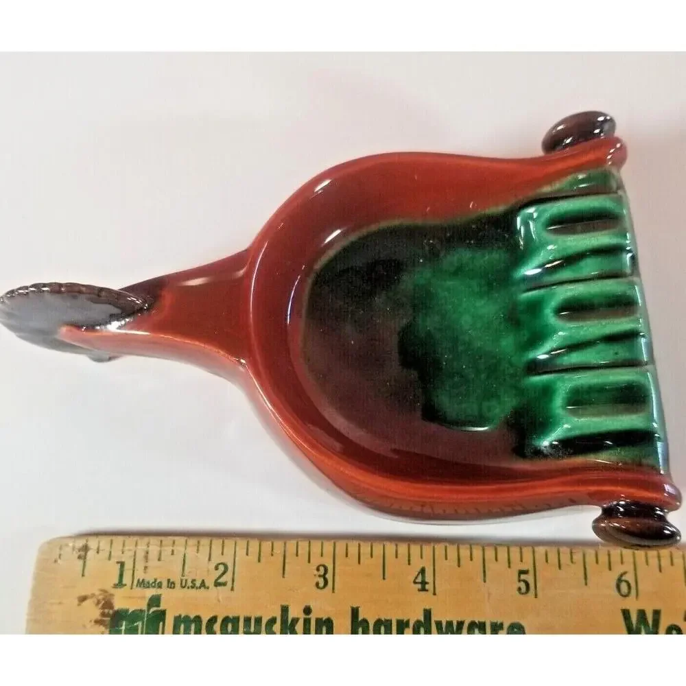 Vintage Green and Brown Spur Ashtray with Handle, Mid-Century Modern Farmhouse